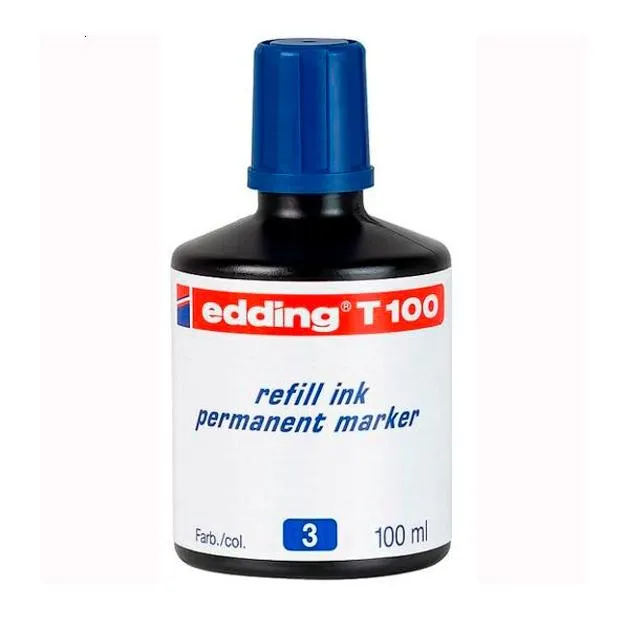 Edding Frasco De Tinta T100 Para Rotulador Permanente 100Ml Azul