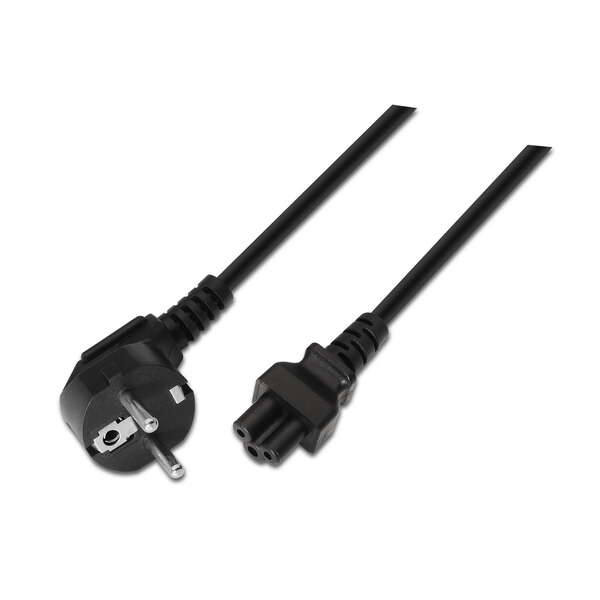 Aisens Cable Alimentacion Trebol - Cee7 Acodado/M-C5/H - 1.5M - 100% Cobre Puro Awg18 - Color Negro