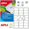 Apli Etiquetas Adhesivas 64X33,9mm Inkjet/Láser con Romos 24 x 100H Blancas
