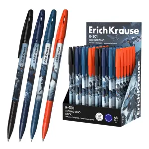 ErichKrause R-301 Stick Techno Dino Expositor 48 Bolígrafos Tinta Secado Rápido 0.35mm