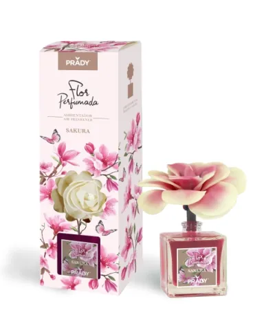 Prady Ambientador Floral Perfumado Sakura 90ml Frasco de Cristal