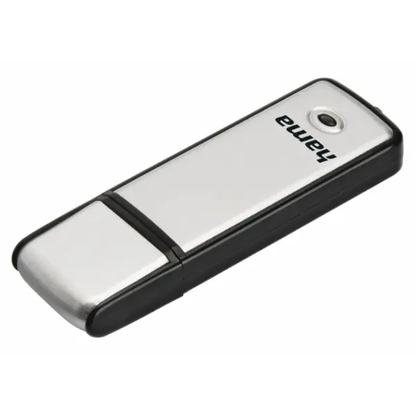 Hama Pendrive USB 2.0 64GB con Tapa, Aluminio Cepillado, 10Mb/s, Negro y Plata