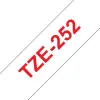 Brother TZe252 Cinta Laminada de Etiquetas 24mm x 8m - Texto Rojo sobre Fondo Blanco