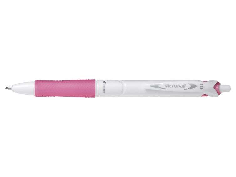 Pilot Boligrafo De Bola Retractil Acroball Purewhite - Recargable - Fabricado Con Plastico Reciclado - Punta Redonda 1Mm - Trazo 0.28Mm - Grip Ergonomico - Color Rosa