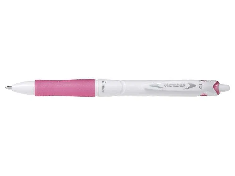 Pilot Boligrafo De Bola Retractil Acroball Purewhite - Recargable - Fabricado Con Plastico Reciclado - Punta Redonda 1Mm - Trazo 0.28Mm - Grip Ergonomico - Color Rosa