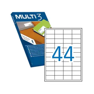 Multi-3 Etiquetas Adhesivas 48,5X25,4mm Inkjet/Láser Blancas 44 X 100H