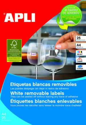Apli Pack de 6.750 Etiquetas Blancas Removibles 17.8 x 10.0mm - Adhesivo Removible