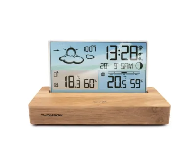Thomson CT600 Estación Meteorológica Reloj Despertador Madera/Blanco