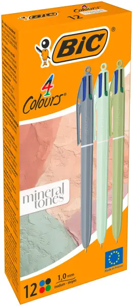 Bic Bolígrafo Retráctil 4 Colores Tono Mineral Punta Media 1.0mm