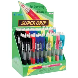 Pilot SuperGrip H185 Expositor 60 Portaminas 0.5mm Mina HB Colores Surtidos