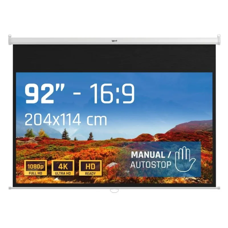 iggual Pantalla Manual 16:9 92" (203x114 cm) para Proyectores