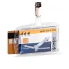Durable Identificador Rígido Con Pinza Para 2 Tarjetas Transparente
