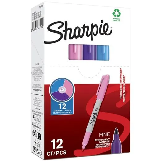 Sharpie Marcador Permanente Fine F C/Surtidos Rosa/Morado/Turquesa
