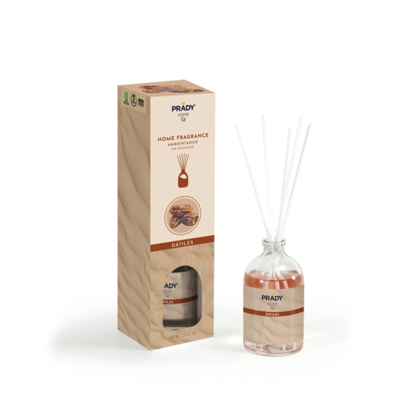 Prady Ambientador Mikado Datiles - Frasco De Cristal 100 Ml Y Varitas Difusoras