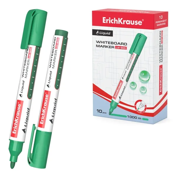 ErichKrause Liquid LW-600 Marcador de Pizarra Blanca Verde - Tinta a Base de Alcohol 2.5mm