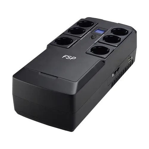 FSP SAI Nanofit 800VA 480W 6xSCHUKO 2xUSB RJ45 Pantalla LCD Off-Line Negro