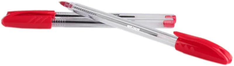 Mktape Pack De 36 Boligrafos Triangulares De Bola - Punta Redonda De 1.0Mm - Escritura Suave - Color Rojo