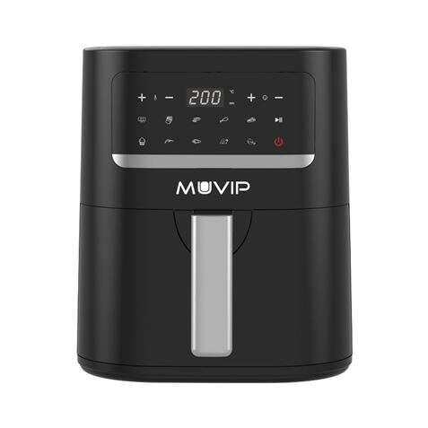 Muvip Freidora Aire Caliente 4.5L 1600W Pantalla Tactil - 10 Programas Preestablecidos - Cocina Con 80% Menos Grasa - Olla Antiadherente - Temperatura Regulable 50-200ºc - Color Negro