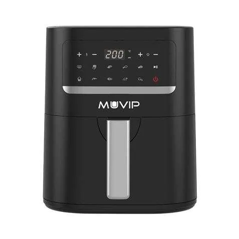 Muvip Freidora Aire Caliente 4.5L 1600W Pantalla Tactil - 10 Programas Preestablecidos - Cocina Con 80% Menos Grasa - Olla Antiadherente - Temperatura Regulable 50-200ºc - Color Negro