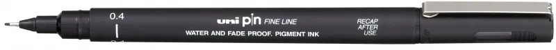 Uni-Ball Pin04-200(S) Rotulador Calibrado - Punta Poliacetal 0.4Mm - Tinta Pigmentada Resistente Al Agua Y Luz - Color Negro