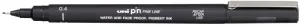 Uni-ball PIN04-200 Rotulador Calibrado 0.4mm Tinta Pigmentada Negra Resistente al Agua y Luz
