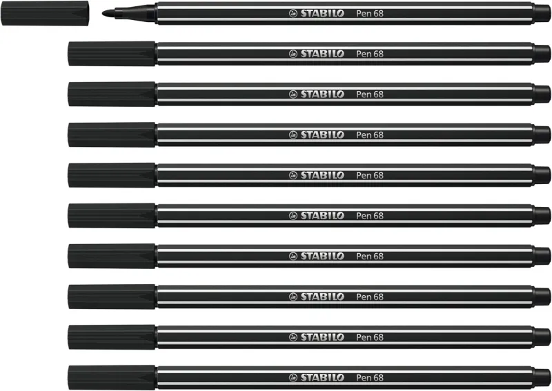 Stabilo Pen 68 Rotulador De Punta De Fibra - Trazo De 1Mm Aprox. - Tinta Con Base De Agua - Color Negro