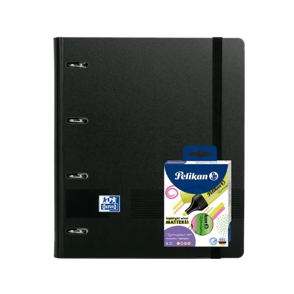 Oxford Europeanbinder Live&Go A4+ con Recambio 5x5 y 4 Resaltadores Neón Surtidos