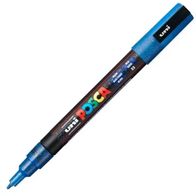 Posca Marcador  Pc-3Ml Punta Cónica 0,9 - 1,3 Mm Azul Purpurina