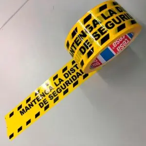 Tesa Cinta Adhesiva de Distanciamiento Social 33m x 50mm PVC Laminado Amarillo/Negro