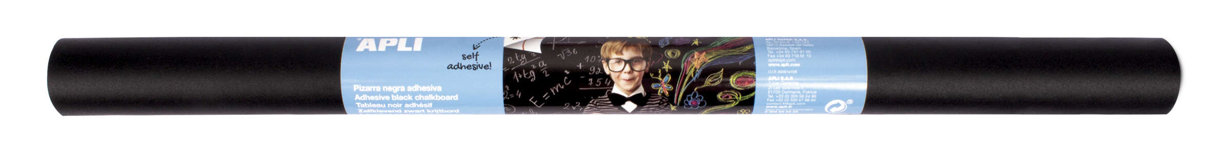 Apli Pizarra Negra Adhesiva Reposicionable - Tamaño 0.5X2M, Grosor 180M - Se Corta Facilmente - Apta Para Superficies Lisas Y Solidas - Facil De Limpiar - Color Negro