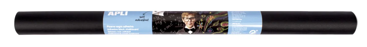 Apli Pizarra Negra Adhesiva Reposicionable - Tamaño 0.5X2M, Grosor 180M - Se Corta Facilmente - Apta Para Superficies Lisas Y Solidas - Facil De Limpiar - Color Negro