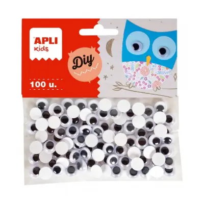 Apli Ojos Móviles Adhesivos Negro - Gran Poder de Adhesión para Manualidades