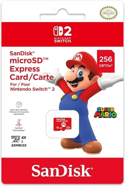 Nintendo Tarjeta Micro SD SanDisk 256GB para Consola Switch - Logotipo Mario Bros