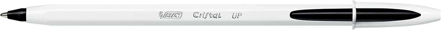 Bic Cristal Up Boligrafo De Bola - Punta De 1.2Mm - Tinta Con Base De Aceite - Cuerpo Blanco - Color Negro