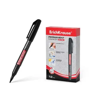 ErichKrause Marcador Permanente P-70 1.0mm Punta de Bala Negro Resistente al Agua y Luz