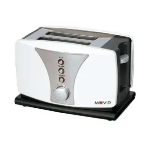 Muvip Top Design Tostadora de Pan 800W - Capacidad para 2 Rebanadas - 6 Niveles de Tostado - Funcion Calentar, Descongelacion y Recalentar - Parada Automatica y Manual