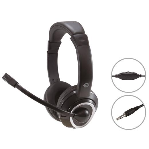 Conceptronic Auriculares Jack 3.5 Mm Microfono Flexible Control Volumen Negro