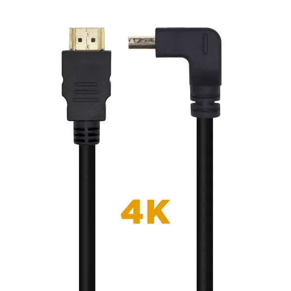 Aisens Cable Hdmi V2.0 Acodado Premium Alta Velocidad / Hec 4K@60Hz 18Gbps - A/M-A/M - 2.0M - Color Negro