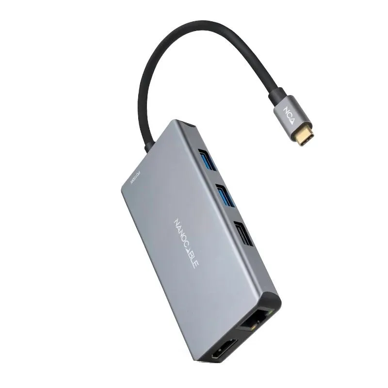 Nanocable Hub USB-C 3xUSB-A, 2xHDMI, RJ45, TF, SD, PD