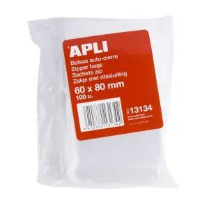 Apli Bolsas Zip Auto Cierre Transparentes 60x80mm LDPE Uso Alimenticio