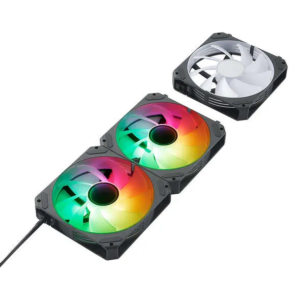ABYSM Kit 3 Ventiladores Internos Arclight 2.0 ARGB Black Conexión en Serie