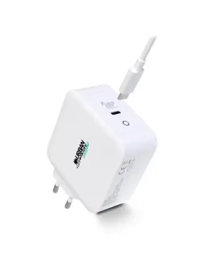 Urban Factory Cargador de Pared USB-C GaN 100W con Cable de 2m - Blanco