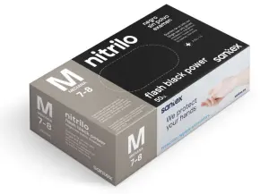 Santex Power Pack de 50 Guantes de Nitrilo Talla M Texturizados Sin Polvo Color Negro