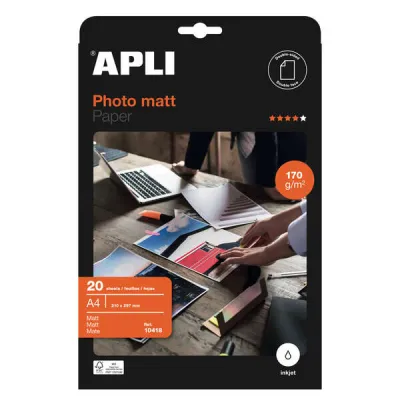 Apli Papel Fotográfico Mate A4 170g 20 Hojas