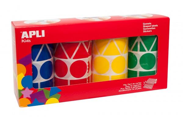 Apli Gomets Geométricos Caja 4 Rollos Formas Y Colores Surtidos -5428 Unidades-