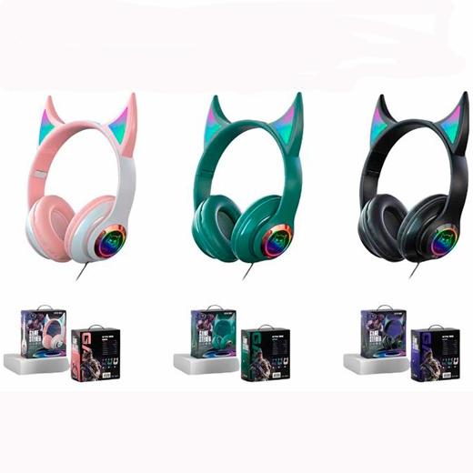 Roymart Auriculares Gamers Pods Estereo C/Cable Y Luces De Neón Colores Surtidos