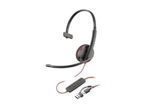 HP Poly Blackwire 3210 Auricular Monoaural USB-C/USB-A con Micrófono y Controles en Cable