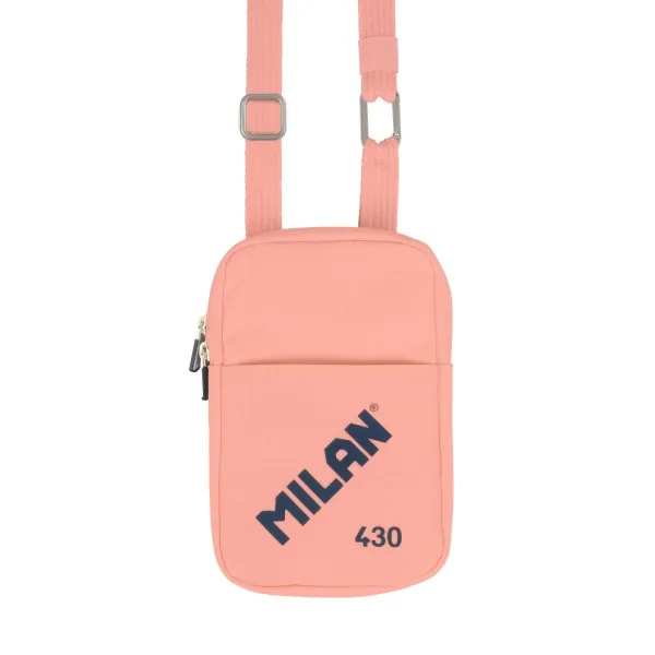 Milan Bolso Pequeño Bandolera Rosa 19x2.3x12.8cm con Cierre de Cremallera y Mosquetón de Aluminio