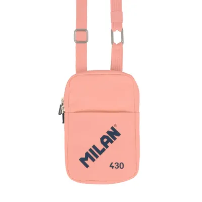 Milan Bolso Pequeño Bandolera Rosa 19x2.3x12.8cm con Cierre de Cremallera y Mosquetón de Aluminio