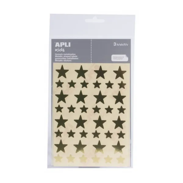 Apli Bolsa de Gomets Estrella Adhesivo Permanente Color Oro